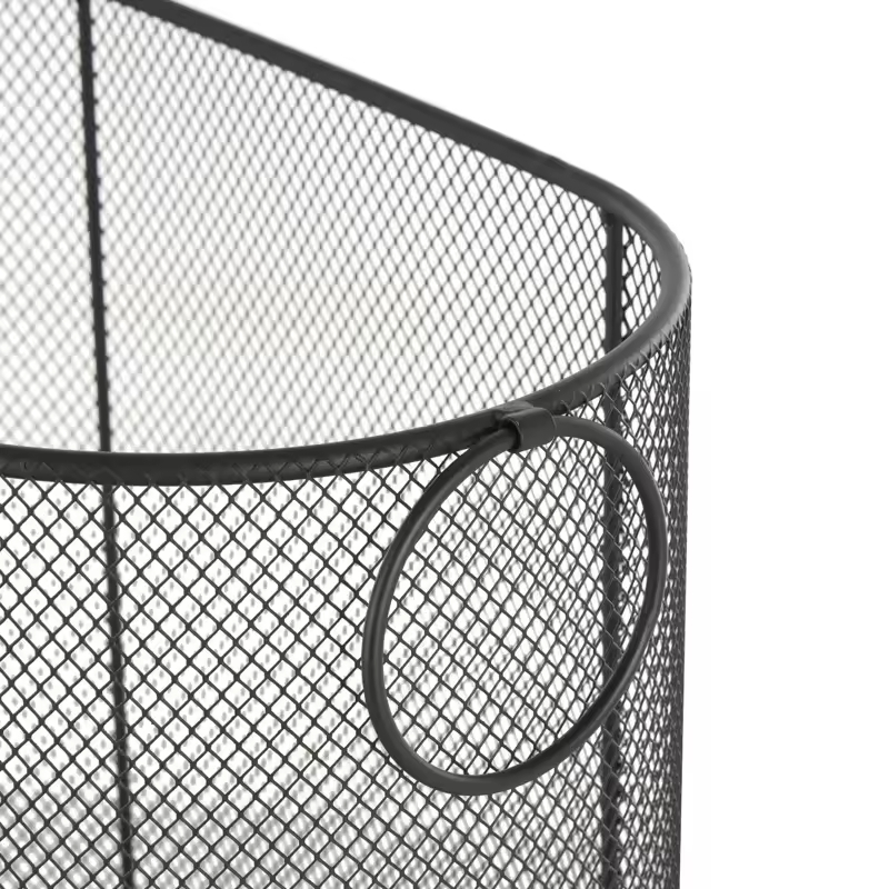 Factory Custom Laundry Cart with Wheels and FabricMetal Oval Mesh Wire Rolling Laundry Storage Basket With Ring Handles
