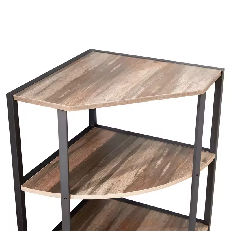 Factory Custom 4-Tier Corner Open Shelf,Bookcase Freestanding Shelving Unit Plant Stand Small Bookshelf