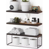 Factory Custom Shower Caddy Shelf Storage Holders Wall Mounted Floating Shelves with Metal Frame Rustic Wood Bathroom Organizer