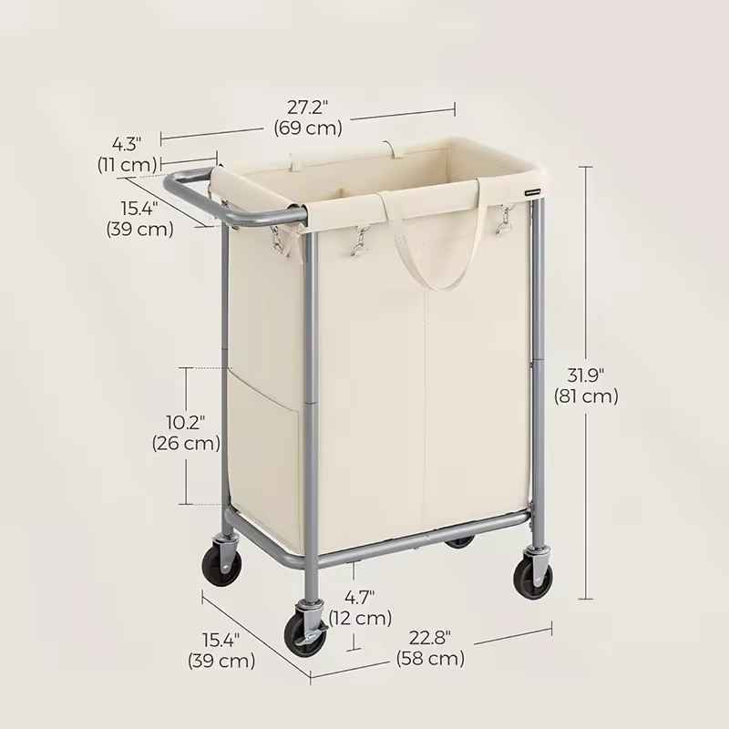 Collapsible Rolling Laundry Basket with Removable Wash Bag Kitchen Household Goods for Food and Tableware Wheels Included