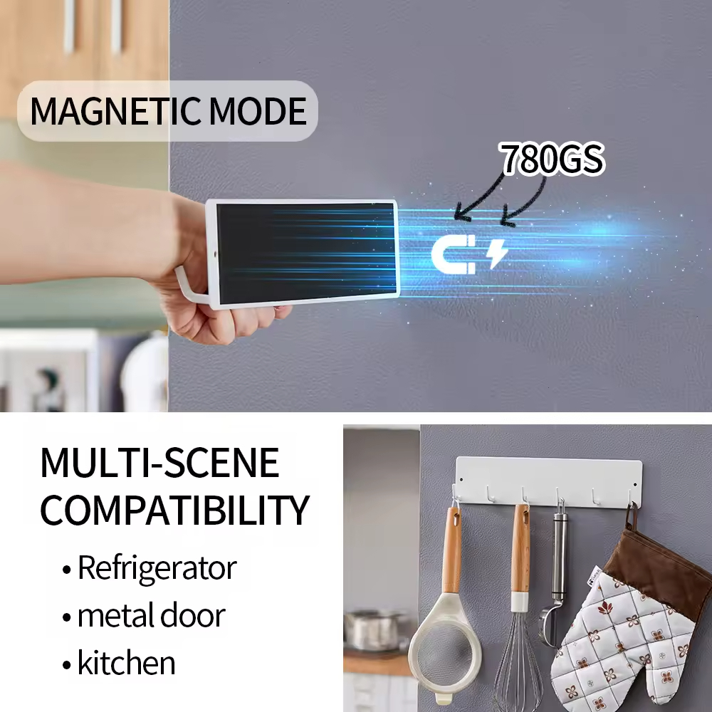 Custom Detachable Metal Magnetic Refrigerator Spice Rack Wall Mounted 6 Hooks and Shelves for Kitchen and Stove