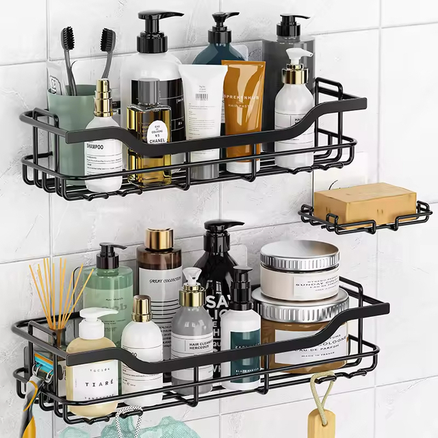 Hot Selling Wall-mounted Metal Shower Shelf Caddy Organizer for Bath & Kitchen Storage Wholesale Bathroom Storage Solution