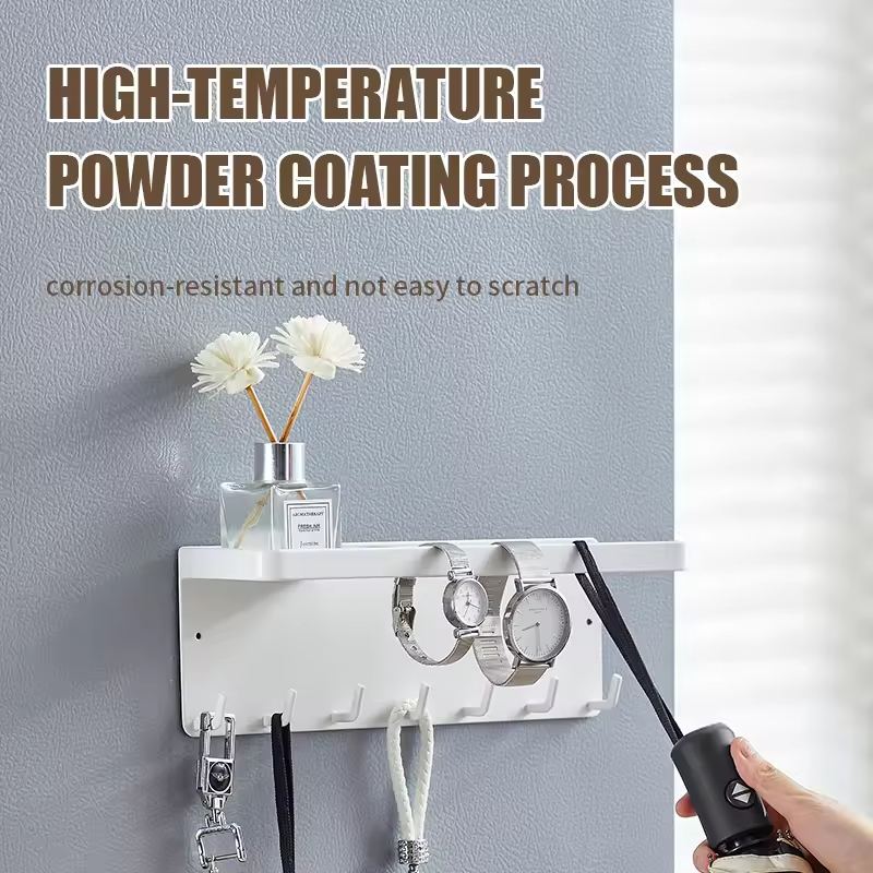 Custom Stock Available Metal Adhesive Wall Mounted Key Holder Hanger Hook Rack Organizer Hanger Organizer Shelf