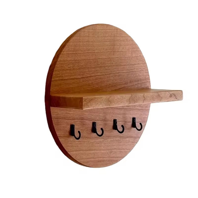 Wooden Rectangle Key Holder for Wall Modern Design Durable Space-Saving Customizable Color-Office Home Use Key Display Shelf