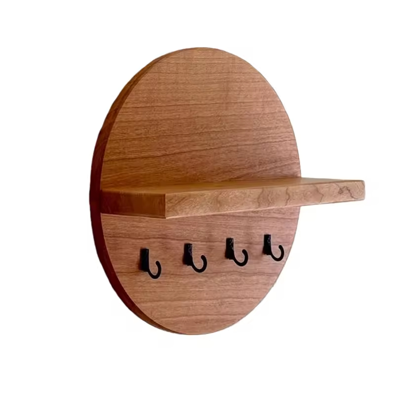 Wooden Rectangle Key Holder for Wall Modern Design Durable Space-Saving Customizable Color-Office Home Use Key Display Shelf