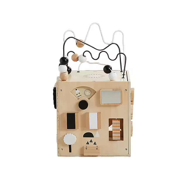 Wonder & Wise by Asweets Durable Space-Saving Wooden Baby Busy Box Toy-Customizable Color Modern Home Decor