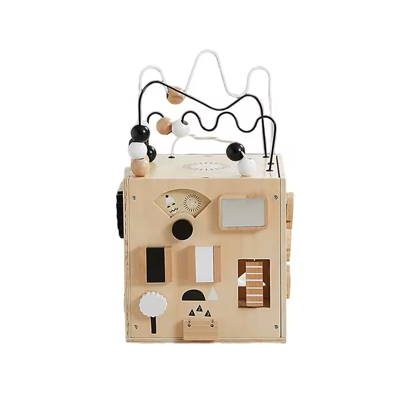 Wonder & Wise by Asweets Durable Space-Saving Wooden Baby Busy Box Toy-Customizable Color Modern Home Decor