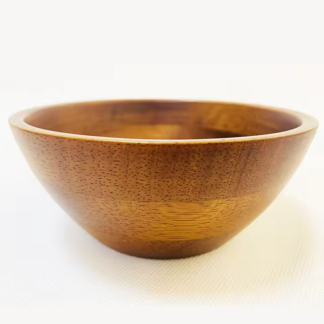 Decorated Wholesale Modern Plated Acacia Wood Rectangle Fruit Salad Soup Bowl Customizable Color Food Serving Restaurant Wooden