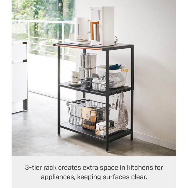 Custom Home 3-Tiered Metal and Wooden Kitchen Storage Rack for Vegetables and Fruits Factory Direct Cabinet