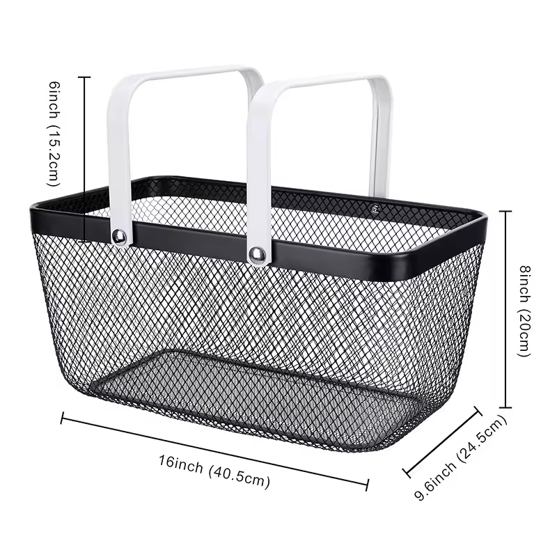 Wholesale Portable Metal Wire Food Storage Box Kitchen Applicable Metal Mesh Storage Basket
