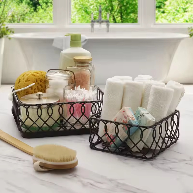 Modern Design 2-Tier Iron Fruit Storage Basket Custom Sales by Manufacturer for Wedding or Home Kitchen Metal Fruit Stand