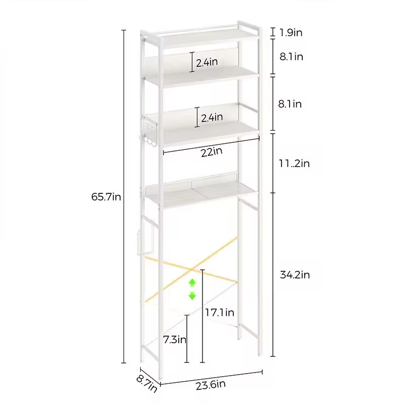 Modern 4-Shelf Bathroom Storage Organizer Factory Custom Over-Toilet Corner Stand Space-Saving Rack for Home Use