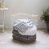 Factory Custom Rectangle Home Slim Rolling Laundry Basket Hamper Steel Rolling Laundry Storage Basket With Ring Handles