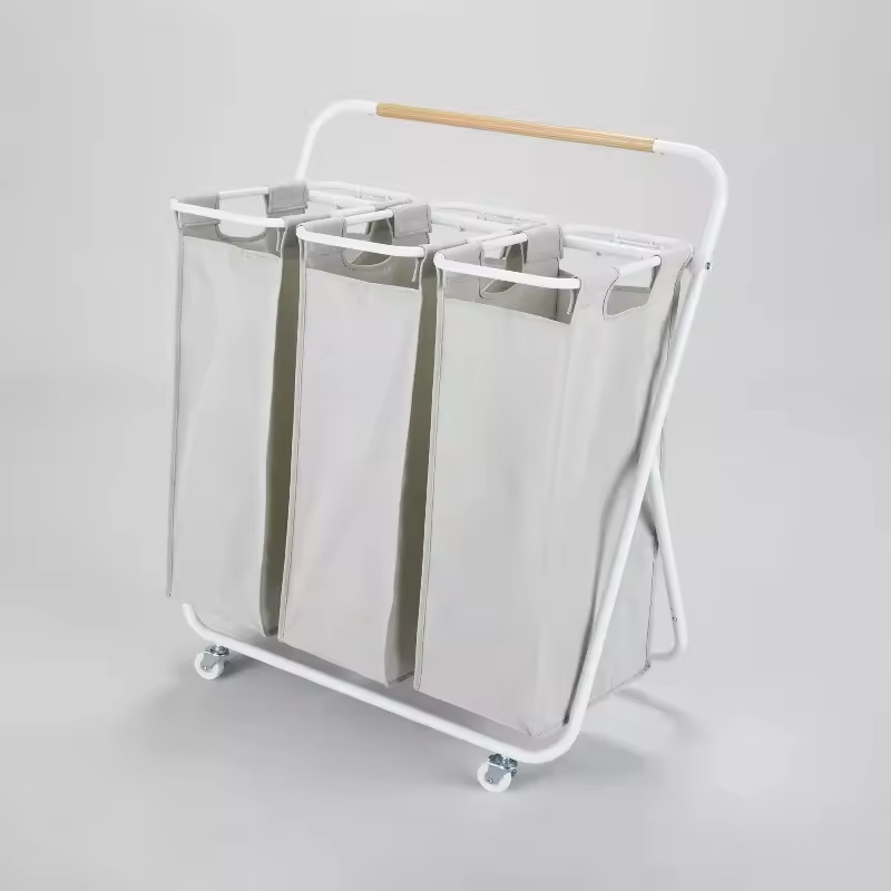 Factory OEM&ODM Fabric Canvas Collapsible Laundry Basket Storage Solid Color Folding With Wheels Laundry Storage Basket
