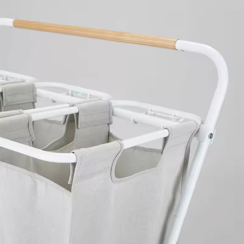 Factory OEM&ODM Fabric Canvas Collapsible Laundry Basket Storage Solid Color Folding With Wheels Laundry Storage Basket