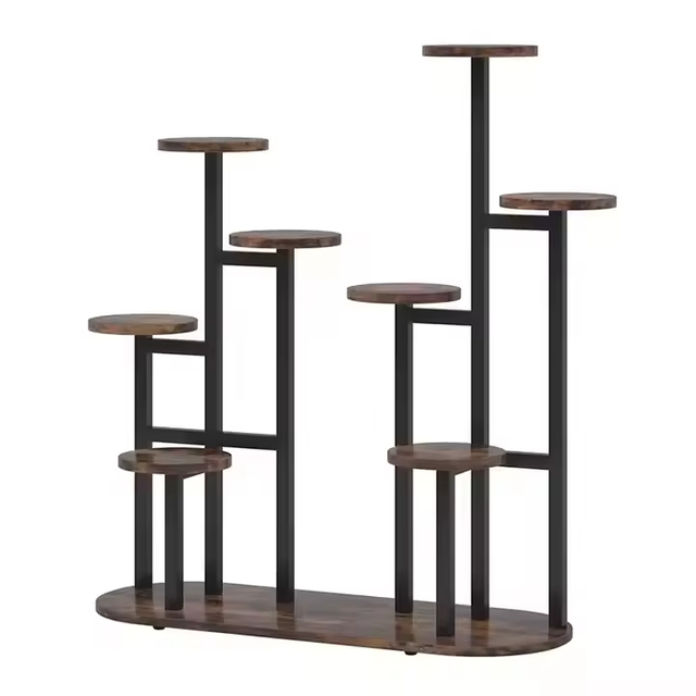 Customized Black Indoor Plant Stand Multi-Tier Metal Flower Bonsai Pots Display Rack Powder Coated Multi-Purpose Stand