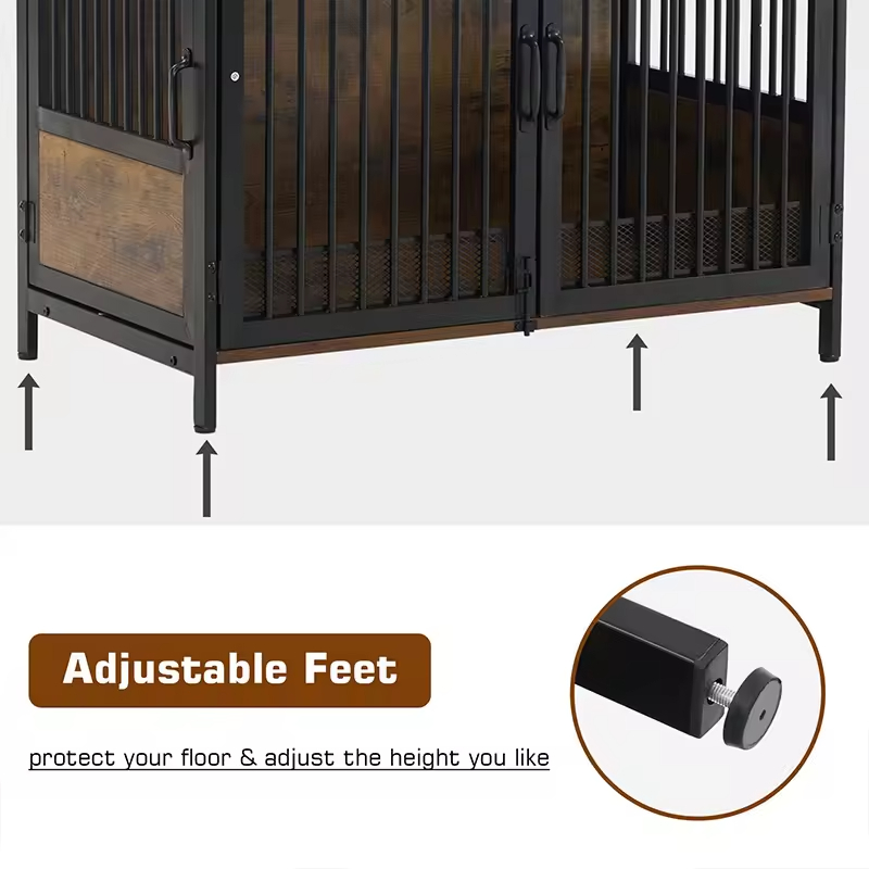 Factory Custom Heavy Duty Wooden Dog Crate End Table with Three-Tier Storage Shelves Standing Type Multifunction Indoor Use