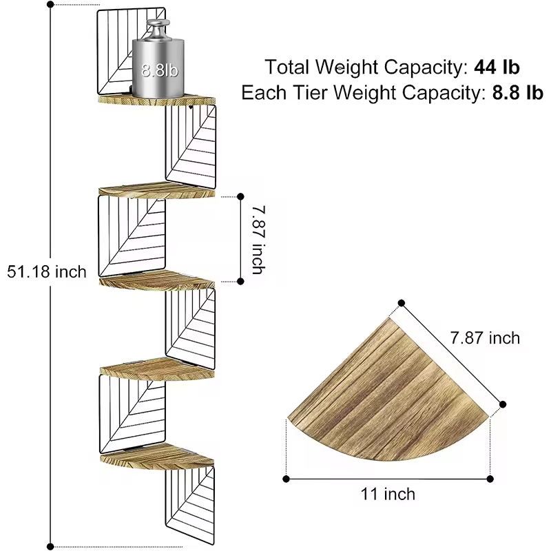 Factory Customize Easy-install Metal Wood Multifunctional Adjustable Wall Floating Bookcase Shelf Plant Stand Living Room