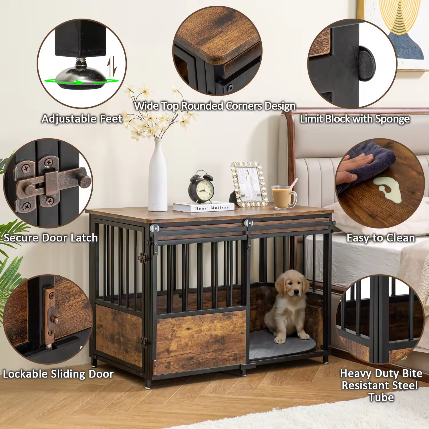 Factory Customize 32 Inch Dog Crate Furniture with Cushion for Large Medium Dogs Dog Cages and Crates