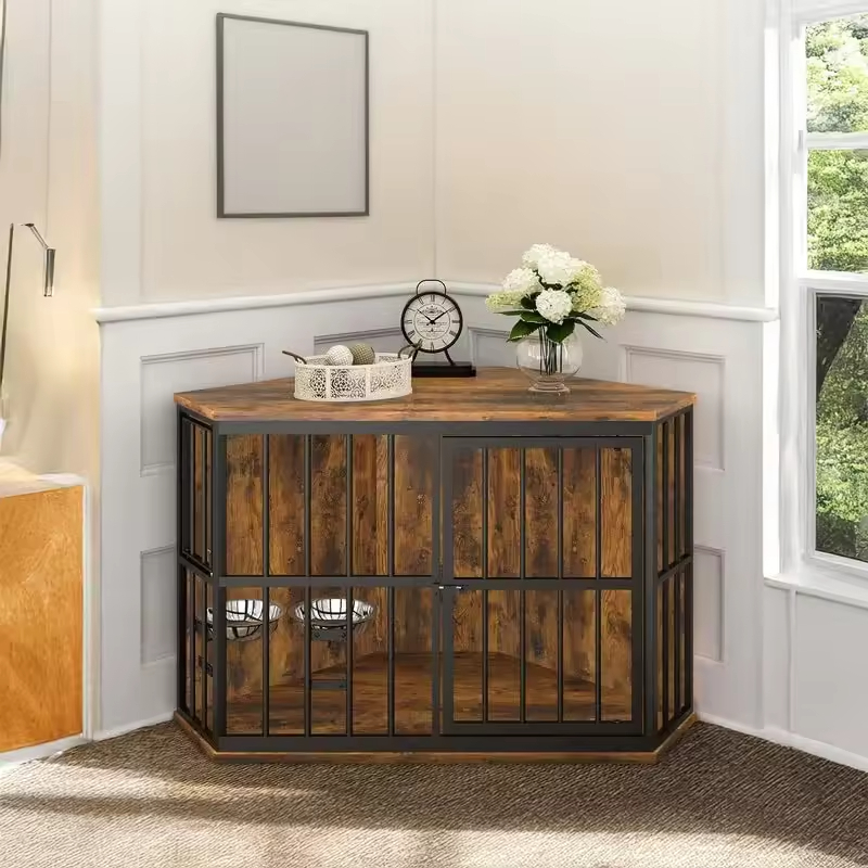Factory Custom Corner Dog Crate Corner Side Table High Quality Furniture Dog Crate Pet Crates Corner Side Table for Dogs