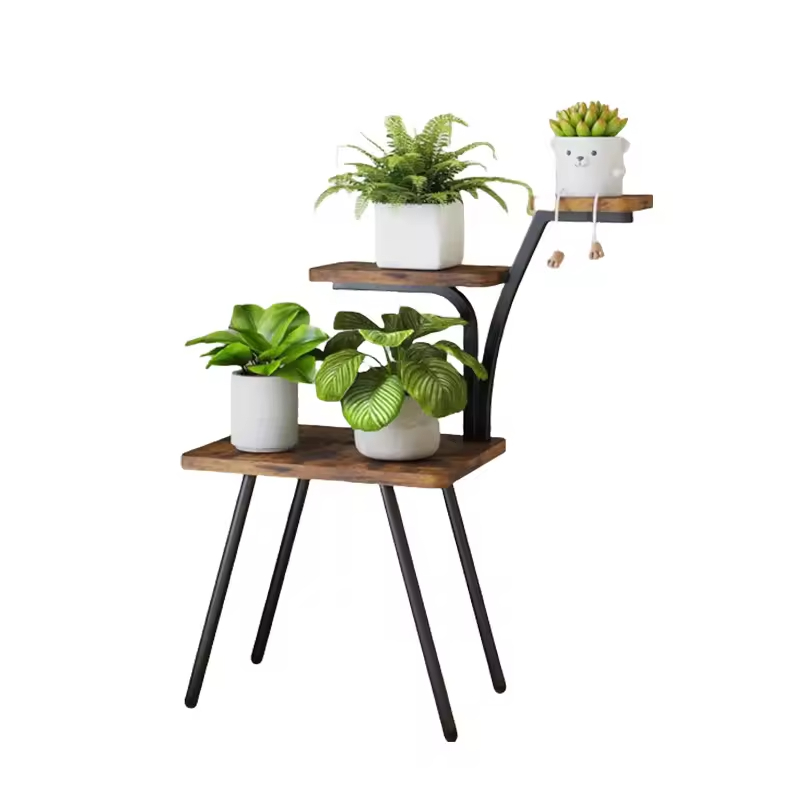 Customized 3-Tier Black Folding Waterproof Indoor Plant Stand Modern Style Display Rack for Living Room Decor Plant Shelf