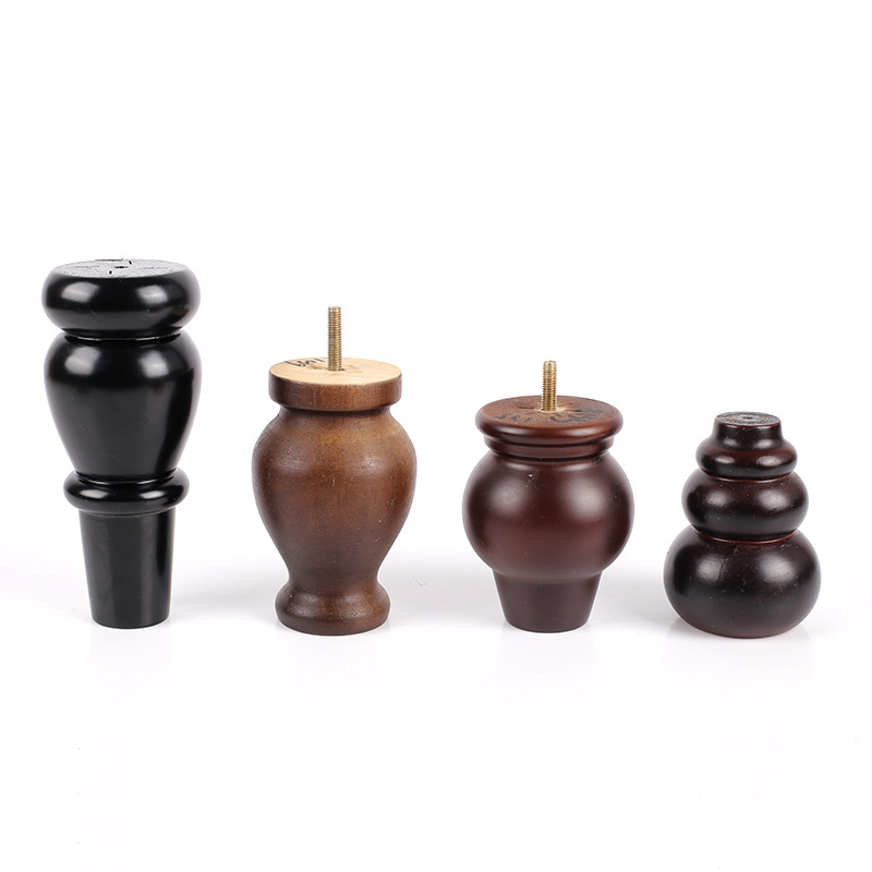 Sofa with gourd-shaped wooden legs