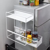 Modern Simple Single-Tier Metal Rack Magnetic Absorbing Iron Art Shelving for Kitchen Refrigerator Side Clutter Storage Bathroom