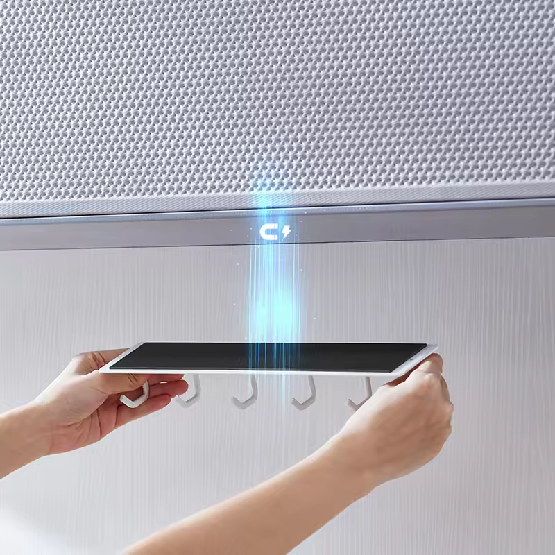 ODM OEM Custom logo Non Perforated Magnetic Suction Inverted Six Hook Hanging Bathroom Hanging Rack Kitchen Tool Storage Rack