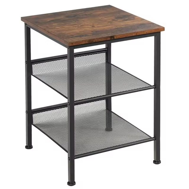 Factory ODM OEM 3-Layers Living Room Bedroom Office Side Table Nightstand 2 Adjustable Shelves Contemporary Design for Dining