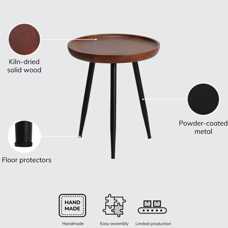 The Factory Sells Tailor-made Living Rooms and Bedrooms Side Tables Made of Antique Metal and Wood End Table