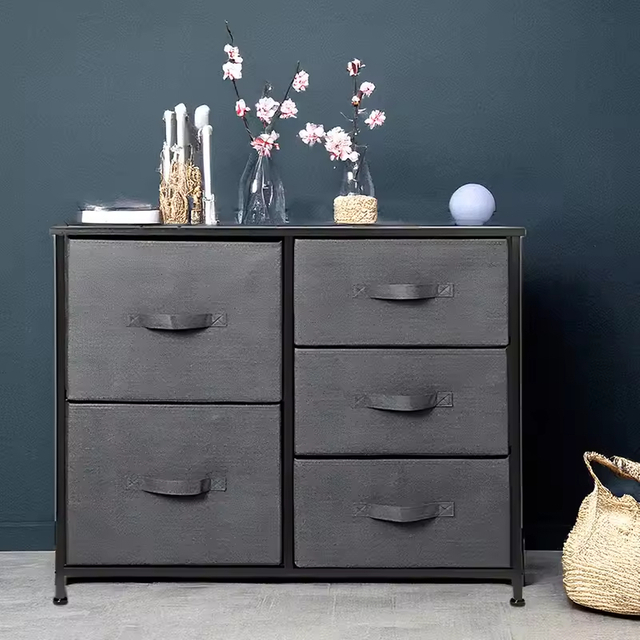 Multi-Size Fabric Drawer Chest (2/3/5/7/9 Bins) Metal Frame Space Saving Room Dresser Organizer Hotel/Apartment Storage Cabinet