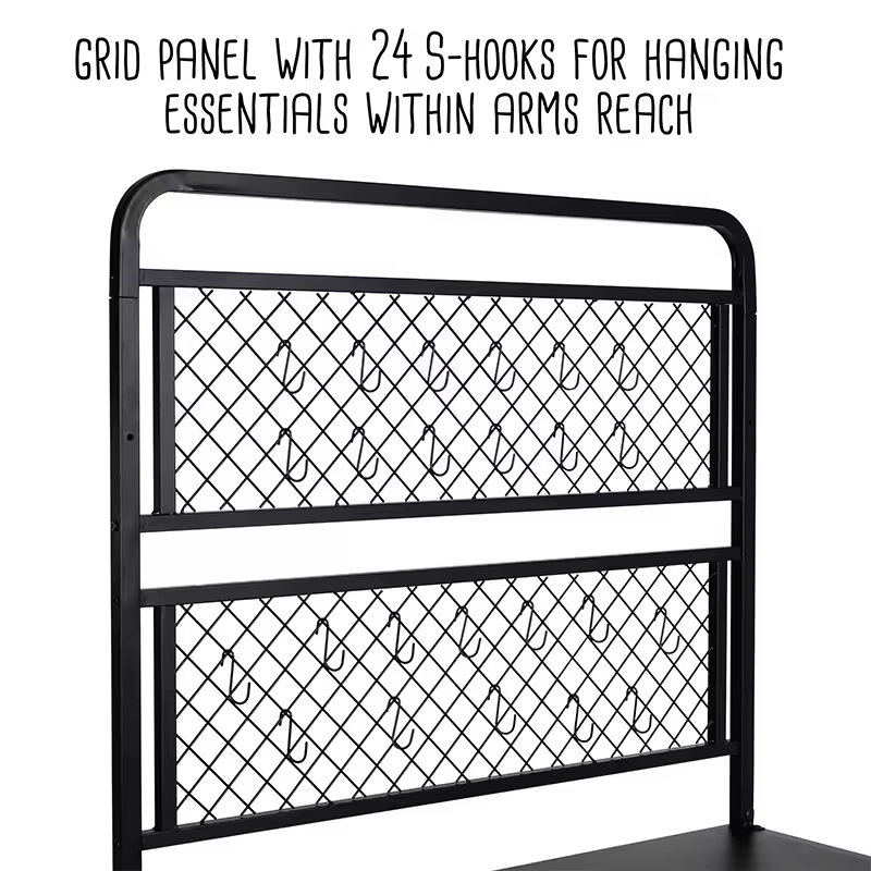 Factory Custom Steel Heavy Duty 3-Tier Wall-Mounted Tool Organizer Shelving Unit Strong Load-Bearing Capacity 18x38x71.25 Inches