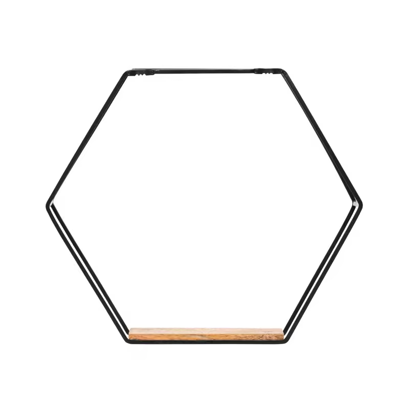 Custom 5-Piece Wall-Mounted Metal Wood Three-Layer Multifunction Contemporary Storage Shelf Coating for Bedroom Living Room