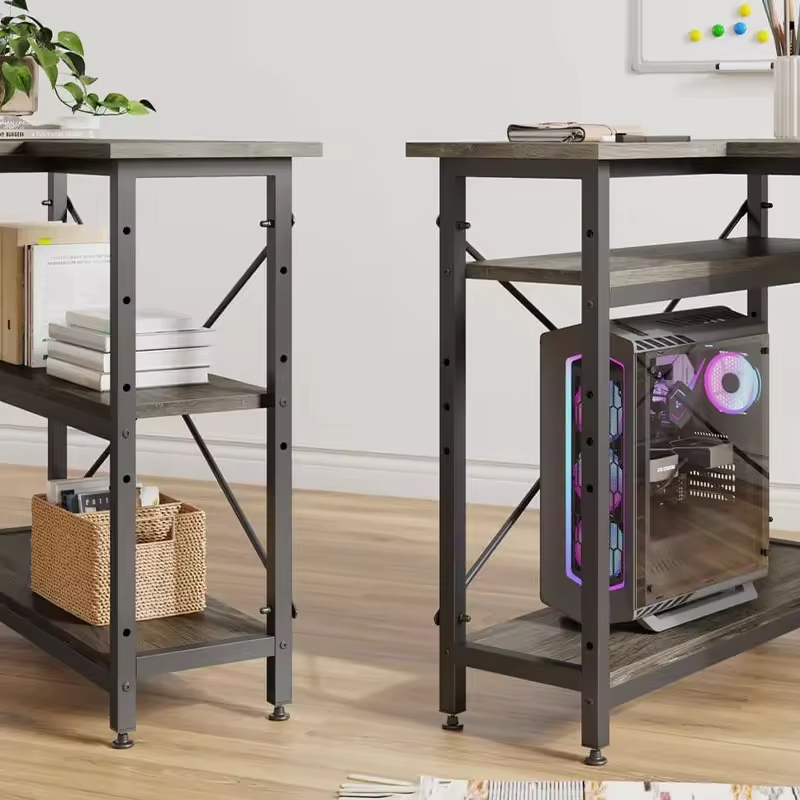 Contemporary ODM OEM D89.99 W140 H73.99CM L-Shaped Computer Writing Desk Console Table Charging Station for Villa Hotel Living