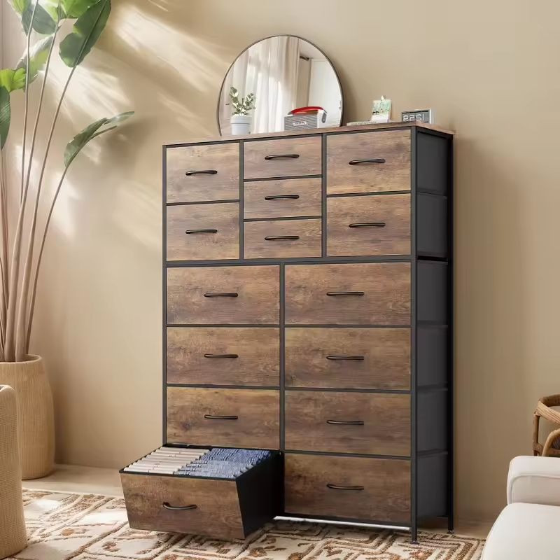 15-Drawer Modern Console Table Storage Organizer Sturdy Tall Bedroom Nursery Living Room Hotel Wholesale Villa Farmhouse