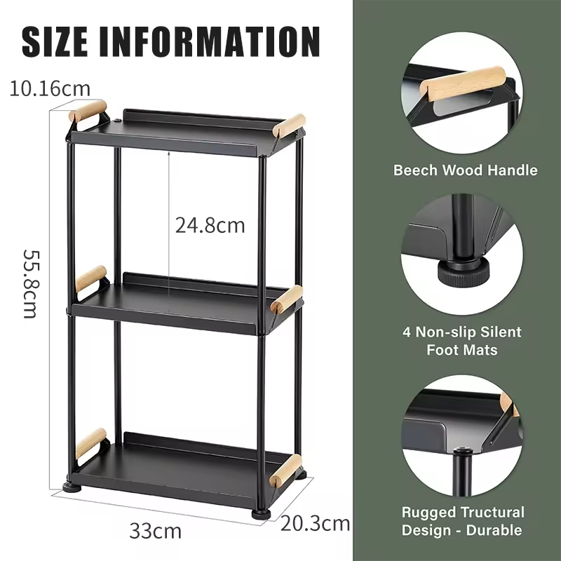 Factory Wholesale 3-layer Detachable Kitchen Seasoning Rack Bedroom Cosmetics Storage Rack Countertop Storage Rack