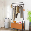 Industrial Metal Garment Rack W/Rolling Wheels Space-Saving for Bedroom Laundry Entryway Closet Home Storage Office Living Room
