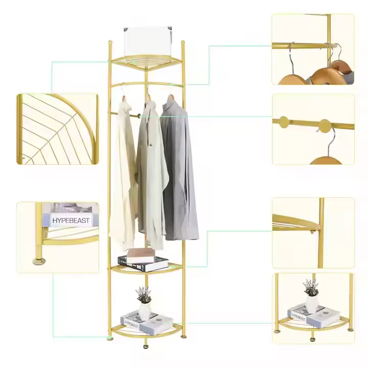 Clothes Rack Standing Detachable Wardrobe Living Room Bathroom Waterproof Customized Color Foldable Multifunction Double Tier