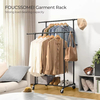 Custom Heavy-Duty Double Rod Metal Clothing Hanger Organizer Wheeled Closet Bedroom Garment Rack Detachable Living Room Use