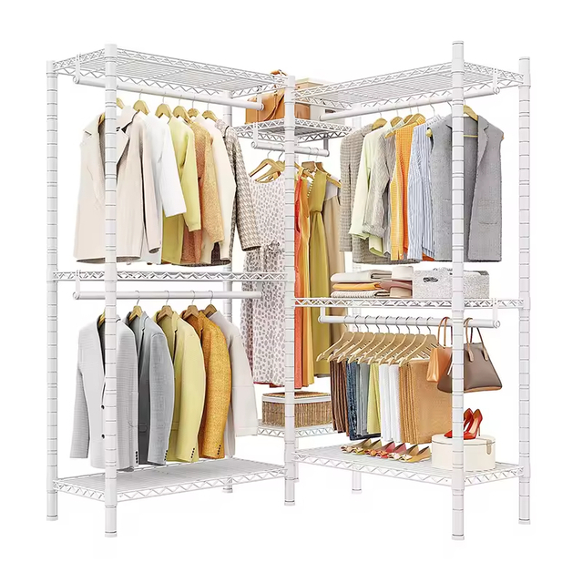 Heavy Duty Clothing Rack Adjustable Wire Shelves Sturdy Metal Wardrobe Closet for Bathroom Home Warehouse Space Saving Modern