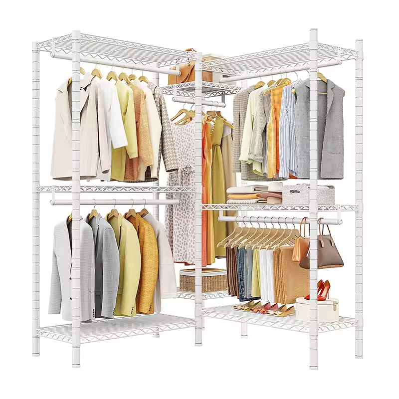 Heavy Duty Clothing Rack Adjustable Wire Shelves Sturdy Metal Wardrobe Closet for Bathroom Home Warehouse Space Saving Modern