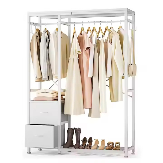 Simple Waterproof Wood+Metal Double-tier Floor-to-ceiling Wardrobe Storage Cabinet for Bathroom Living Room Japanese Clothes