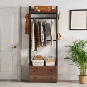 Modern Bedroom Bathroom Wall Wardrobe Multi-Use Extendable Adjustable Waterproof Portable Closet Rack Cabinet Wood+Metal Factory