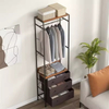 Vintage Multi-Functional Three-Layer Foldable Detachable Brown Wood+Metal Display Rack Customizable Wardrobe Bedroom Living Room