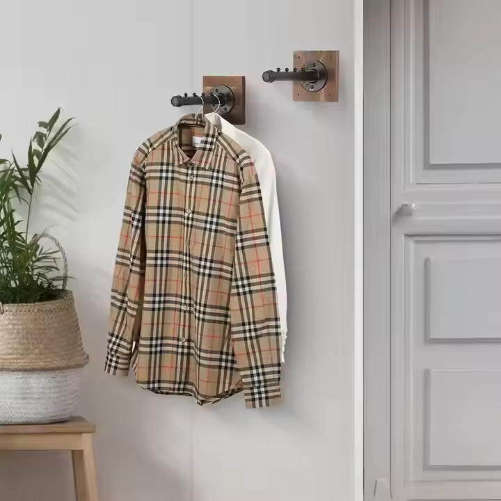 Industrial Double Tier Waterproof Clothes Drying Rack Detachable for Wardrobe Bathroom Living Room-Carbon Steel Wood Material