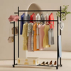 Stationary Feet Metal Rolling Clothing Rack Hanging Rods Hooks Detachable Waterproof for Bathroom Wardrobe Closet Organization