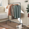 Factory Custom Wholesale Single Pole Drop Belt Wheel Rolling With Brake Industrial Pipe Clothing Rack Black Drying Rack