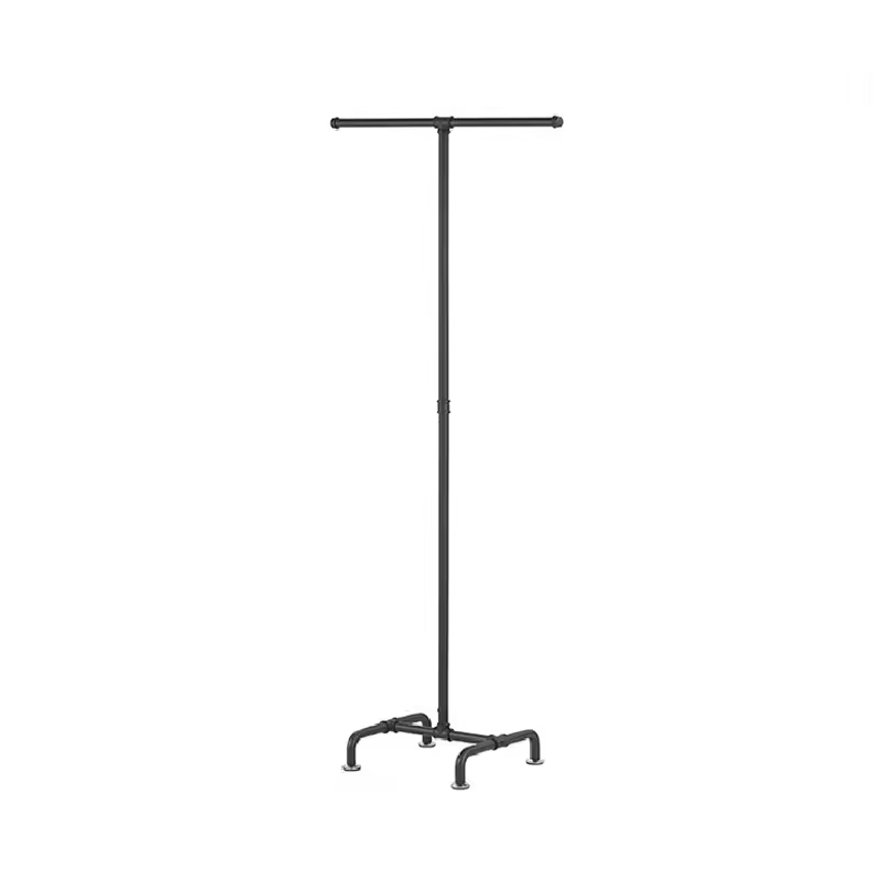 Custom logo Stand Steel Rod for Clothes Hangers Solid Wood Floor Bedroom Coat and Hat Rack Vertical Space Saving Clothes Hanger