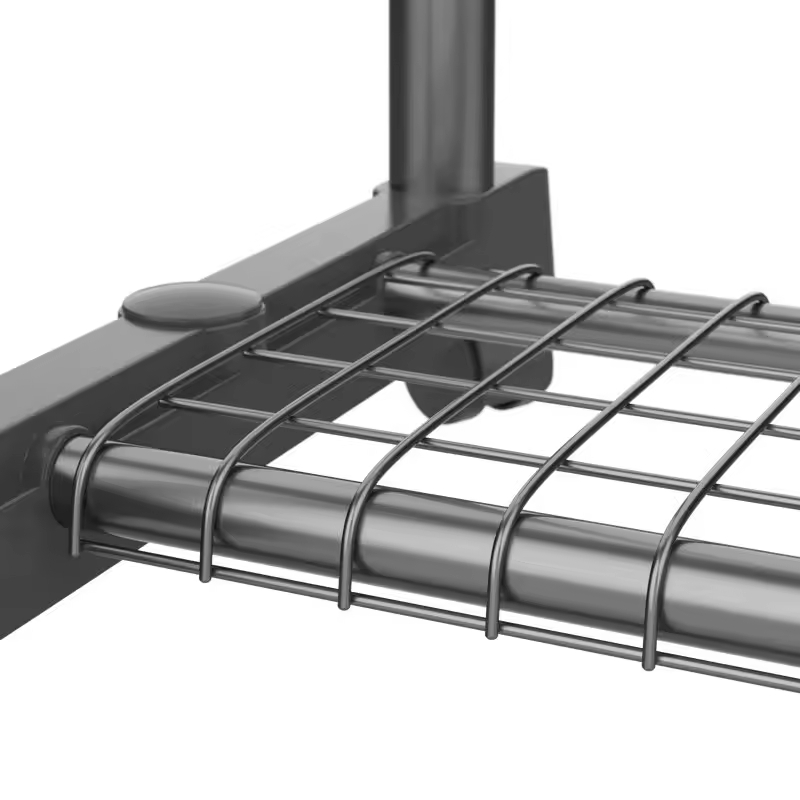 OEM & ODM Adjustable Rolling Clothes Rack Simple Freestanding Metal Wood Garment Rack Black for Wardrobe Space