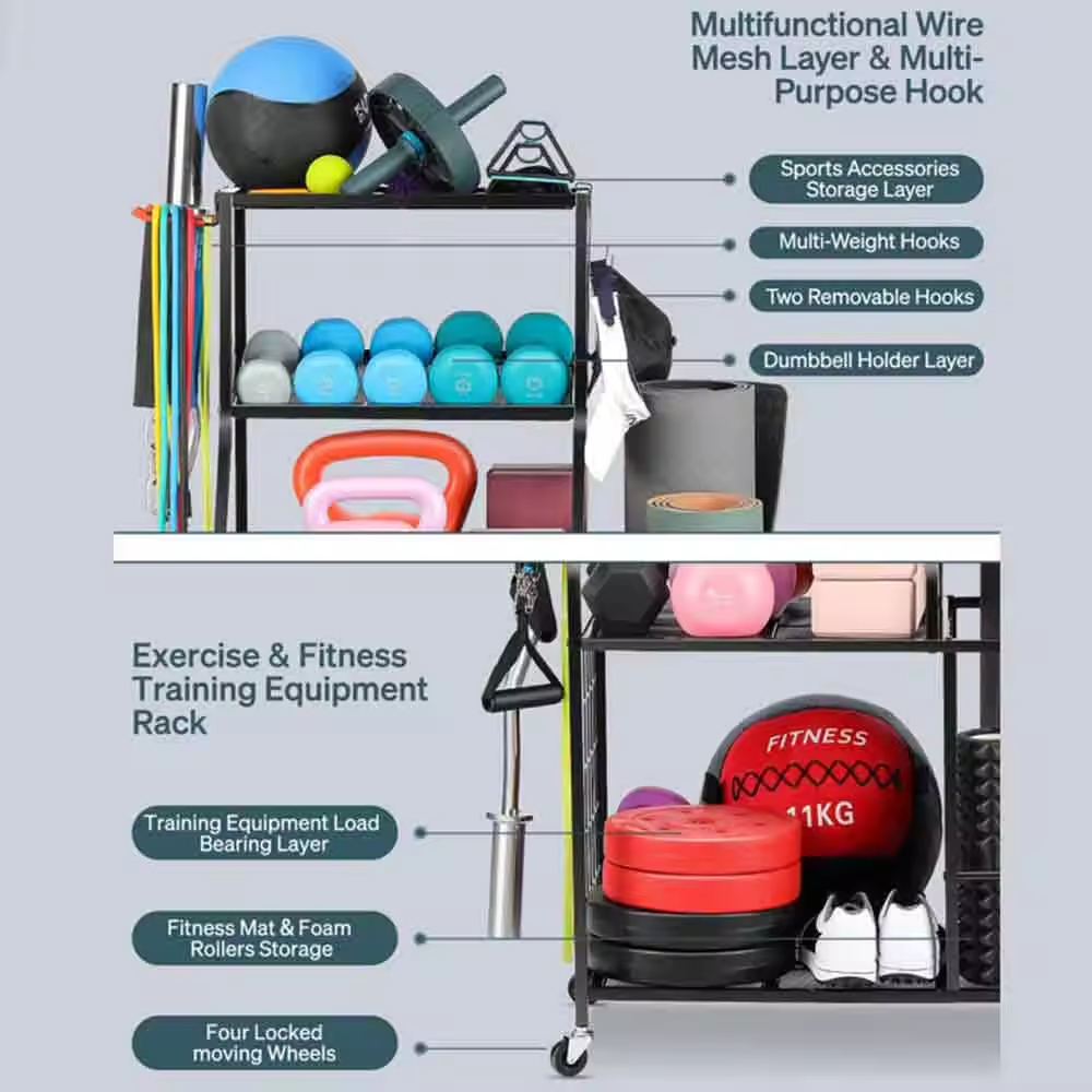 Weight Home Gym Storage Yoga Mat Storage Rack Workout Equipment Storage Rack Exercise Equipment Gym Rack Organizer